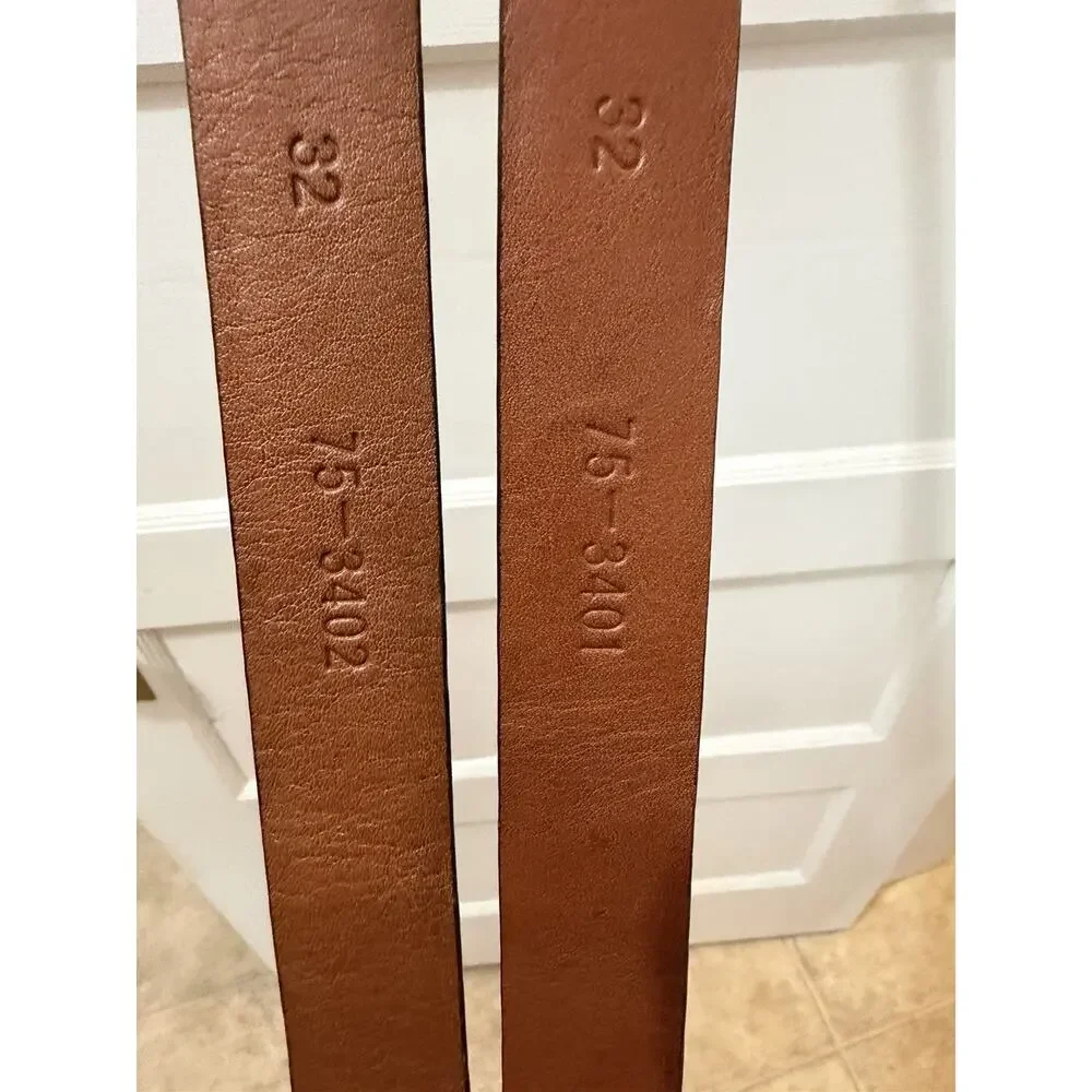 (2) NWOT Johnston & Murphy Men's Size 32 Brown Black Leather Embossed Croc Belt